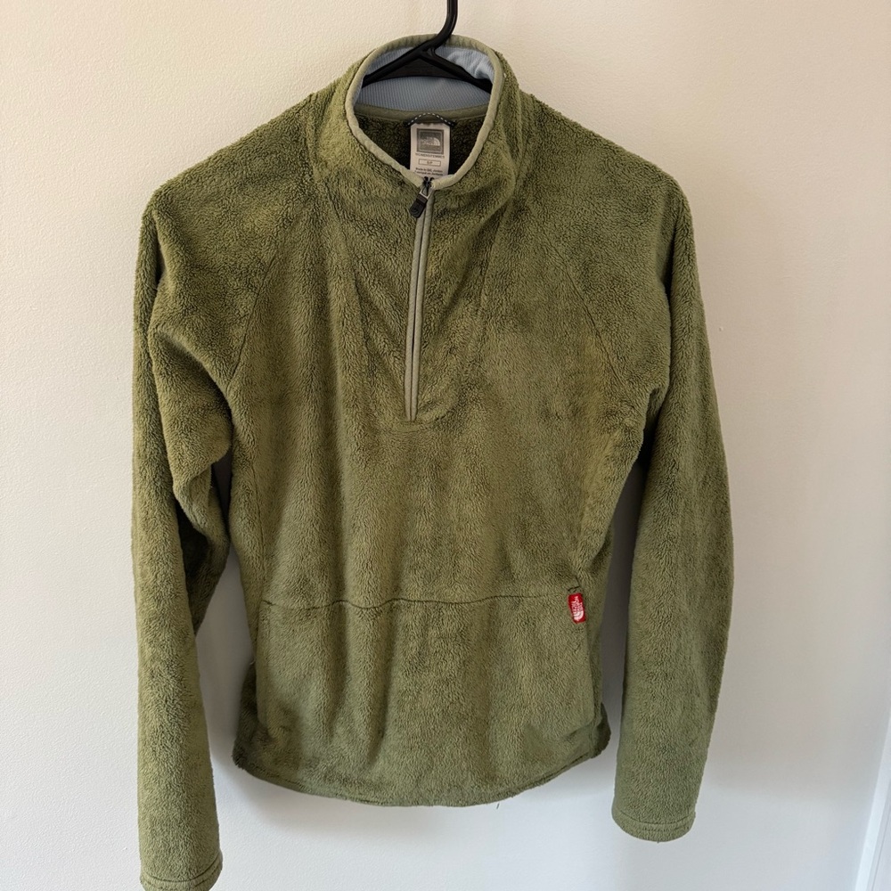 THE NORTH FACE Green Fleece Jacket Pullover 1/4 Zip Sherpa Soft Warm Women S